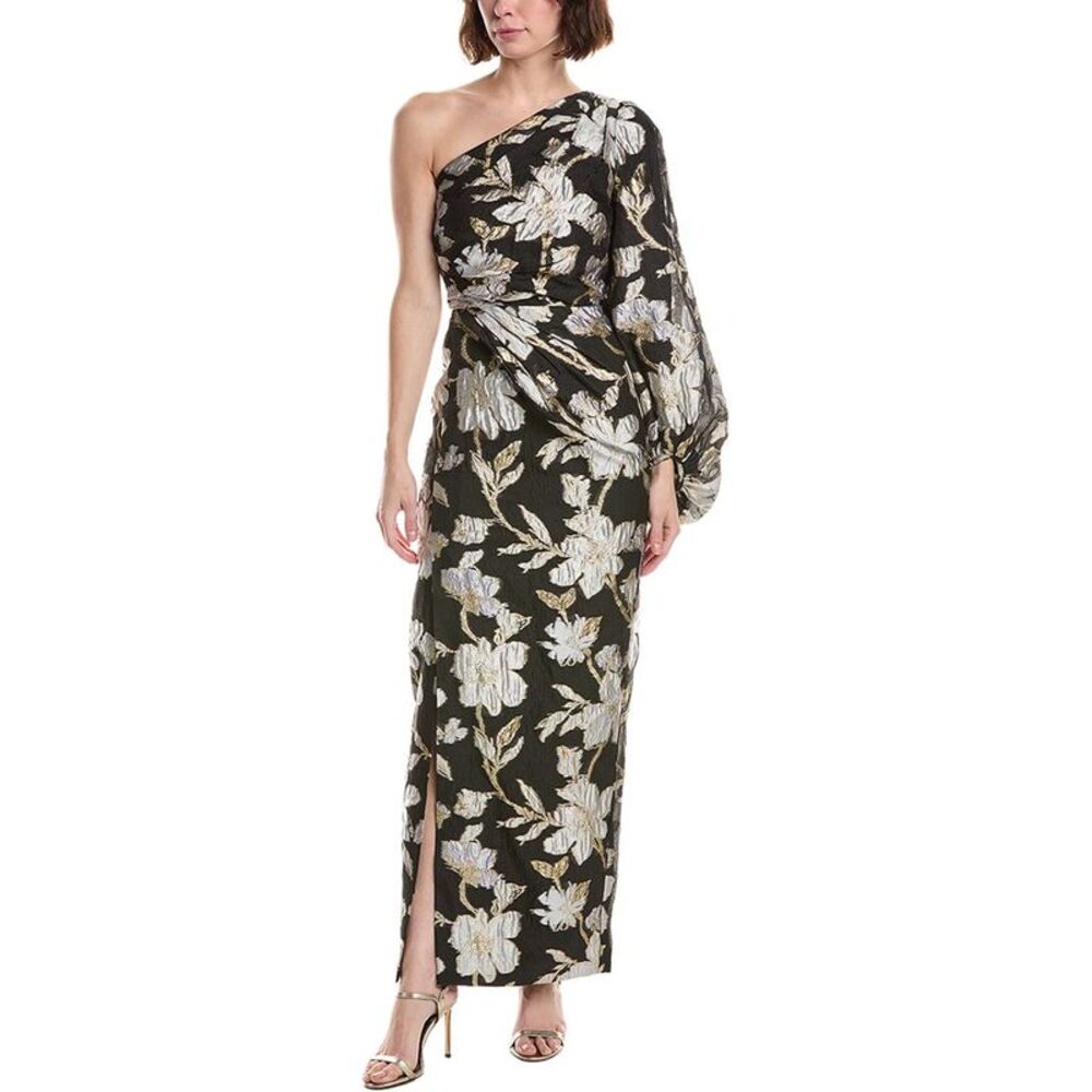 Milly Womens  Cher Floral Jacquard One-Shoulder Dress, Black